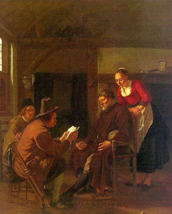 Ludolf de Jongh Messenger Reading to a Group in a Tavern France oil painting art